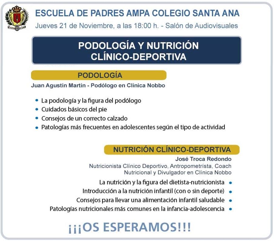 Escuela de padres: Podología y nutrición @ Salón Audiovisuales